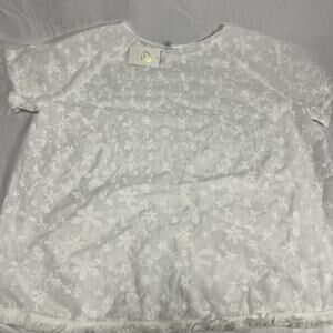 Flycurvy Lace Blouse Women 5XL White